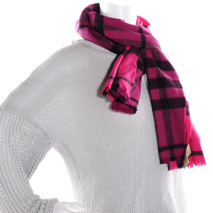 Burberry Cashmere Giant Check Fringe Scarf Pink 2 of 3