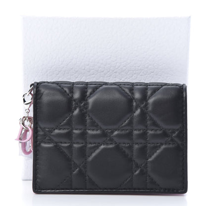 Christian Dior Lambskin Cannage Bi-Color Small Lady Dior Flap Card Holder Black Pink 8 of 8
