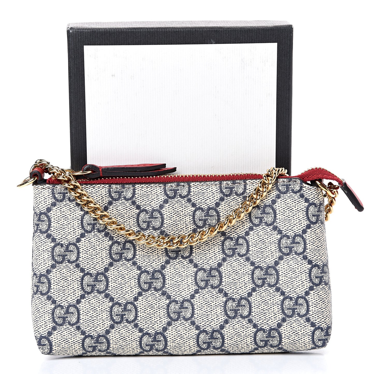 GG Supreme Monogram Mini Chain Bag Beige Blue Hibiscus Red