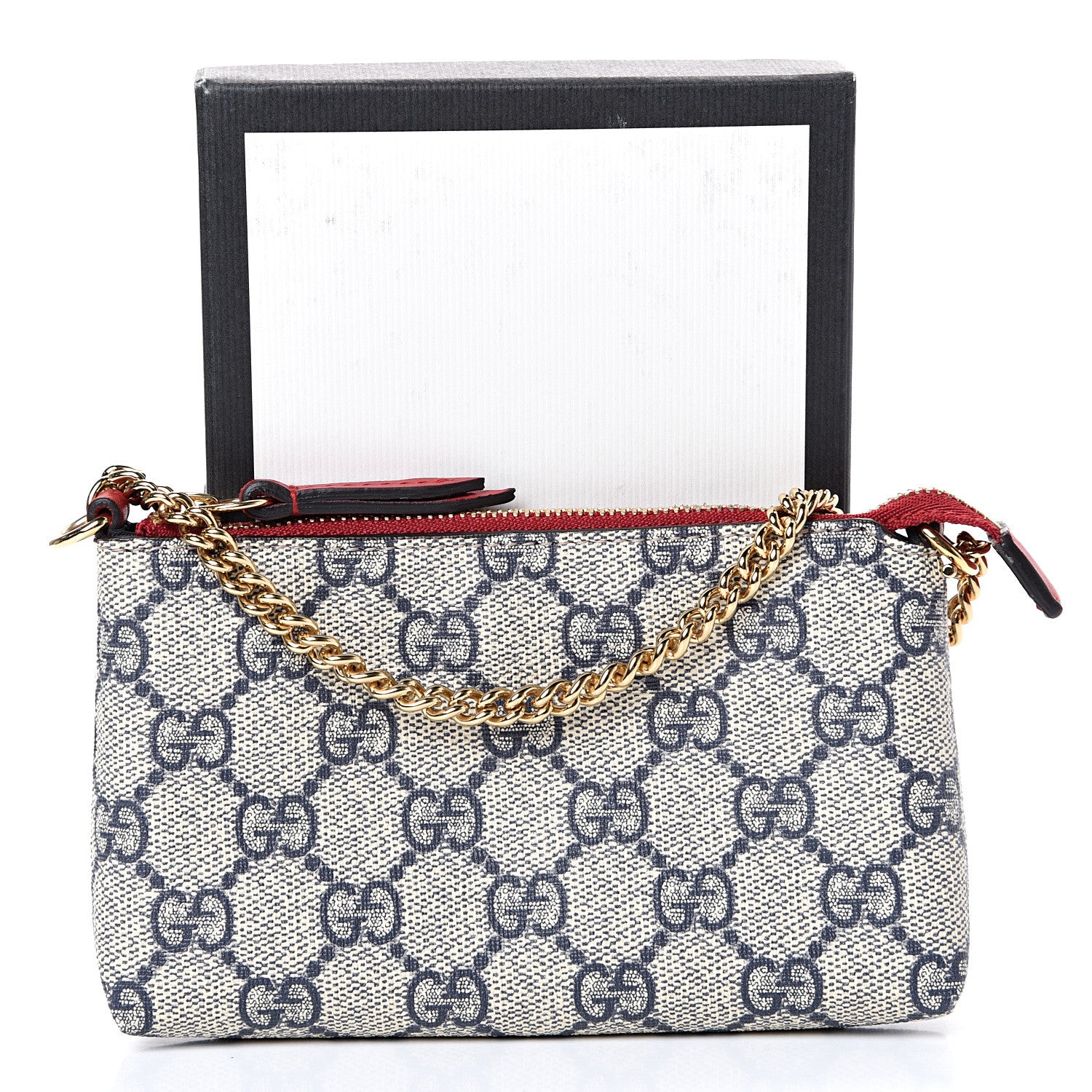 Gucci GG Supreme Monogram Mini Chain Bag Beige Blue Hibiscus Red 7 of 7