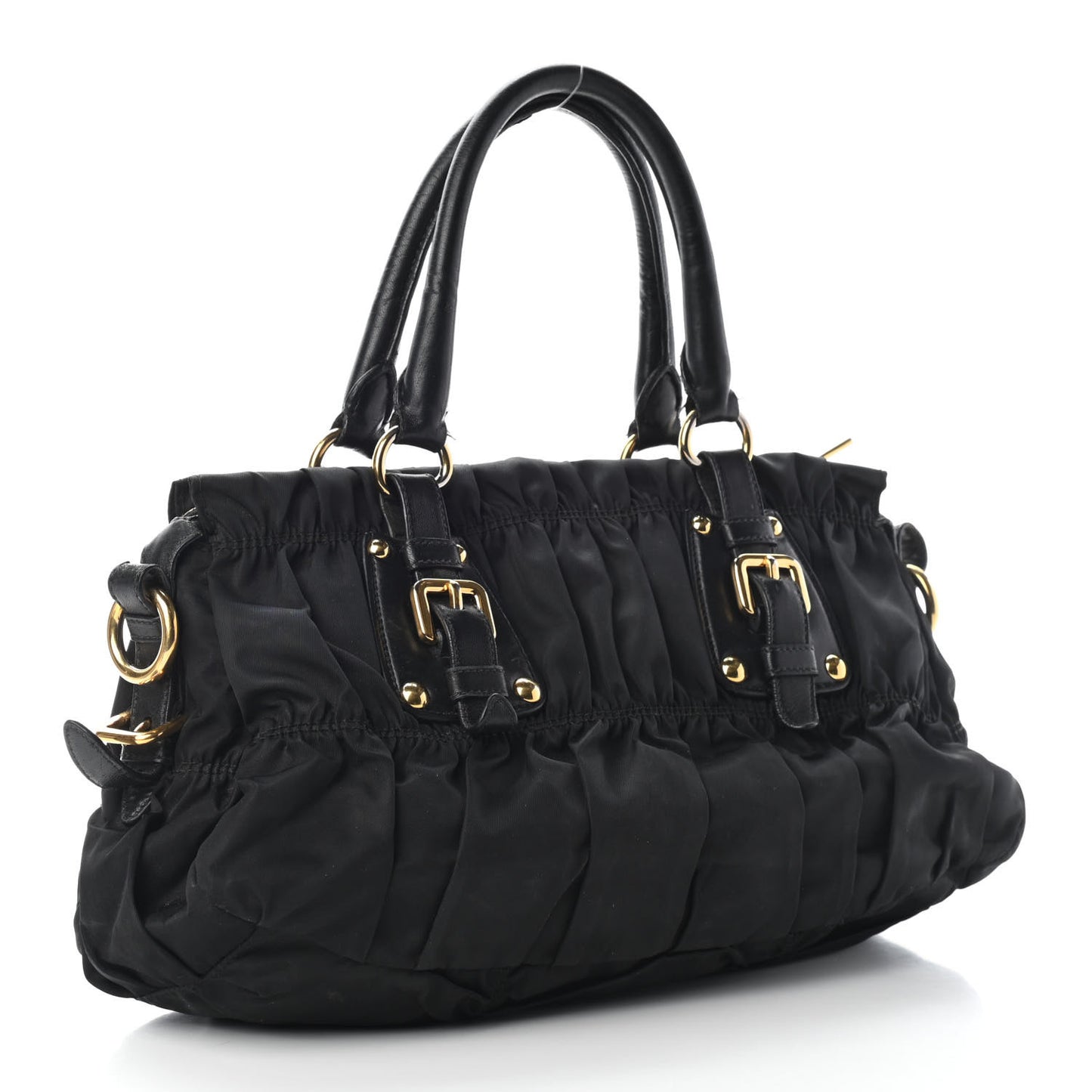 Tessuto Nylon Gaufre Shopping Satchel Black
