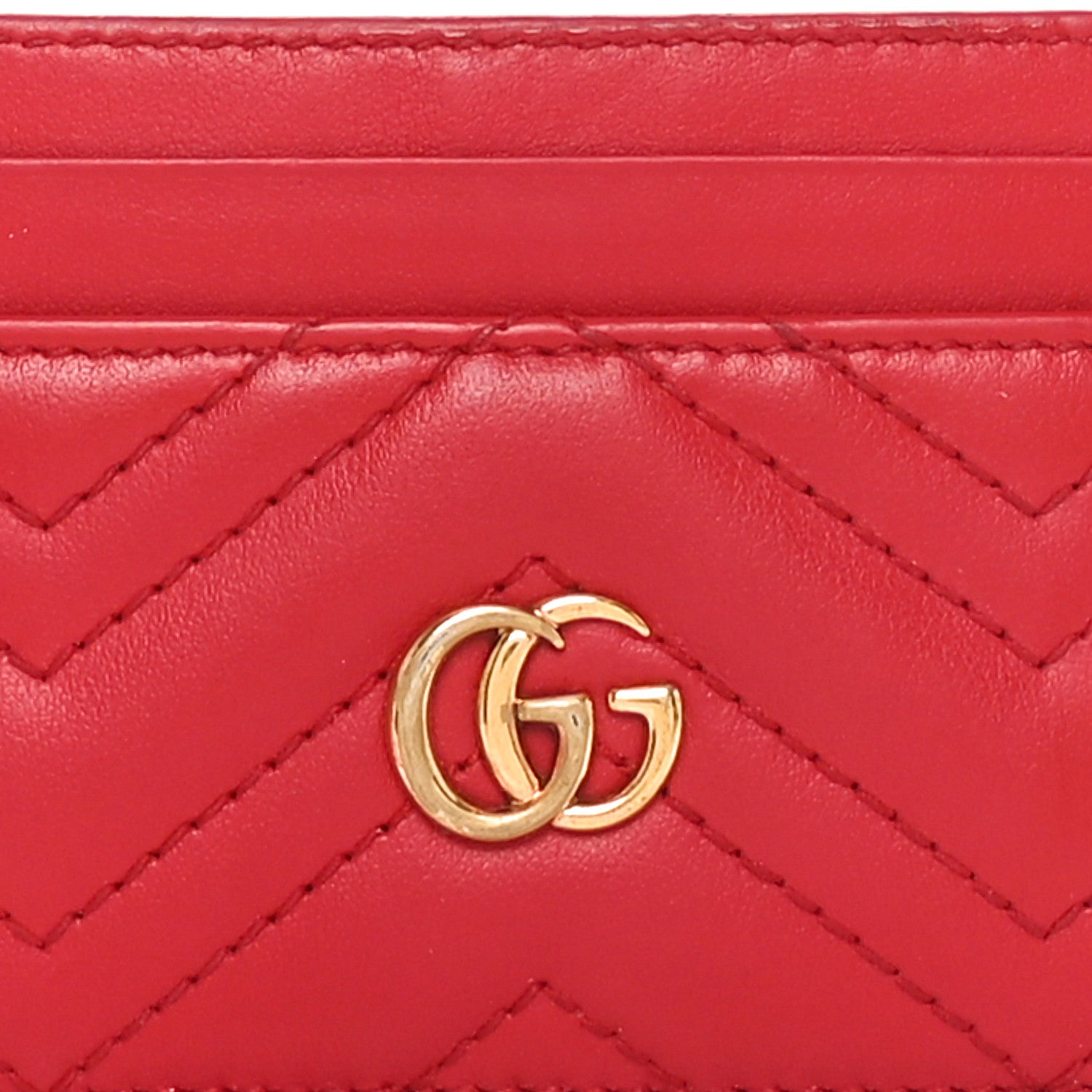 Gucci Calfskin Matelasse GG Marmont Card Holder Hibiscus Red 7 of 8