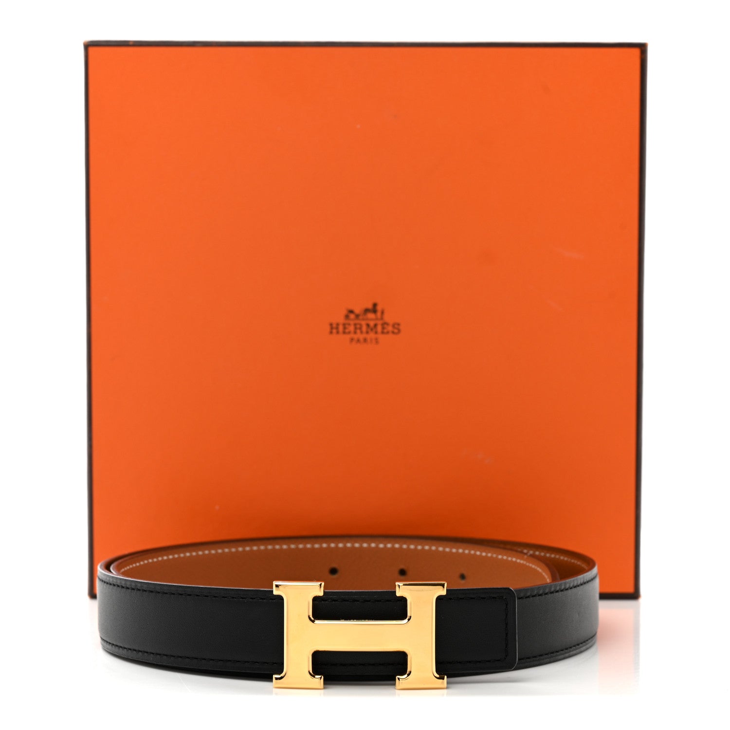 Hermes Swift Epsom 24mm Mini H Belt 75 30 Black Gold 6 of 6