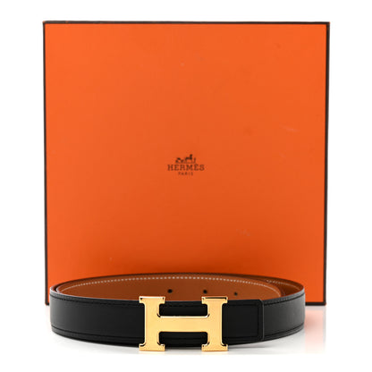 Hermes Swift Epsom 24mm Mini H Belt 75 30 Black Gold 6 of 6