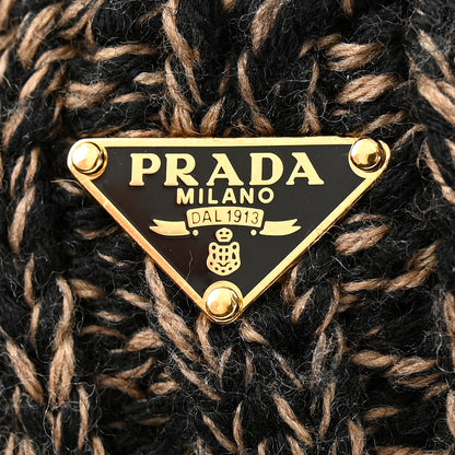 Prada Knitted Soft Lambskin Robot Keychain With Strap Black Camel 5 of 6