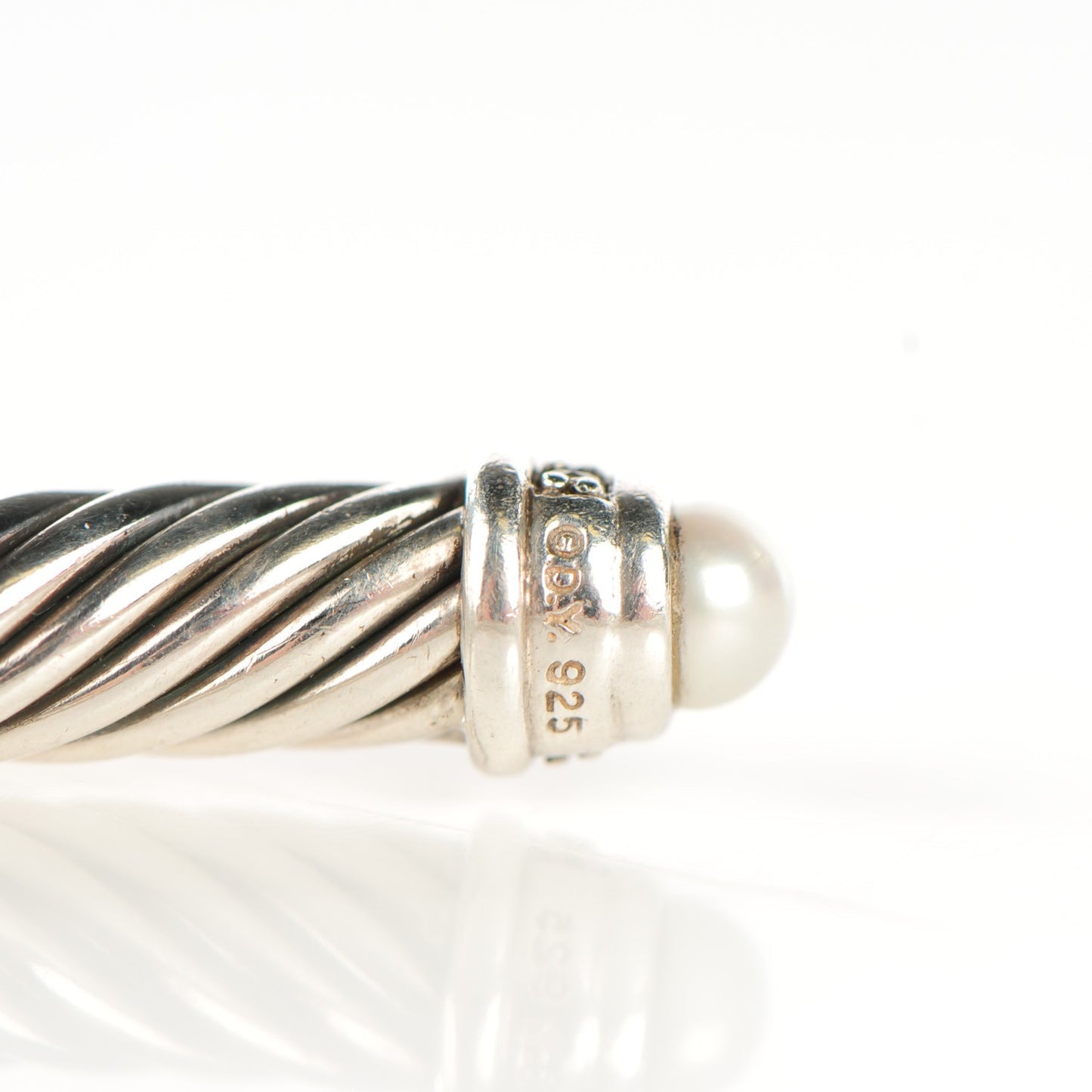 Sterling Silver Diamond Pearl 5mm Cable Classics Bracelet