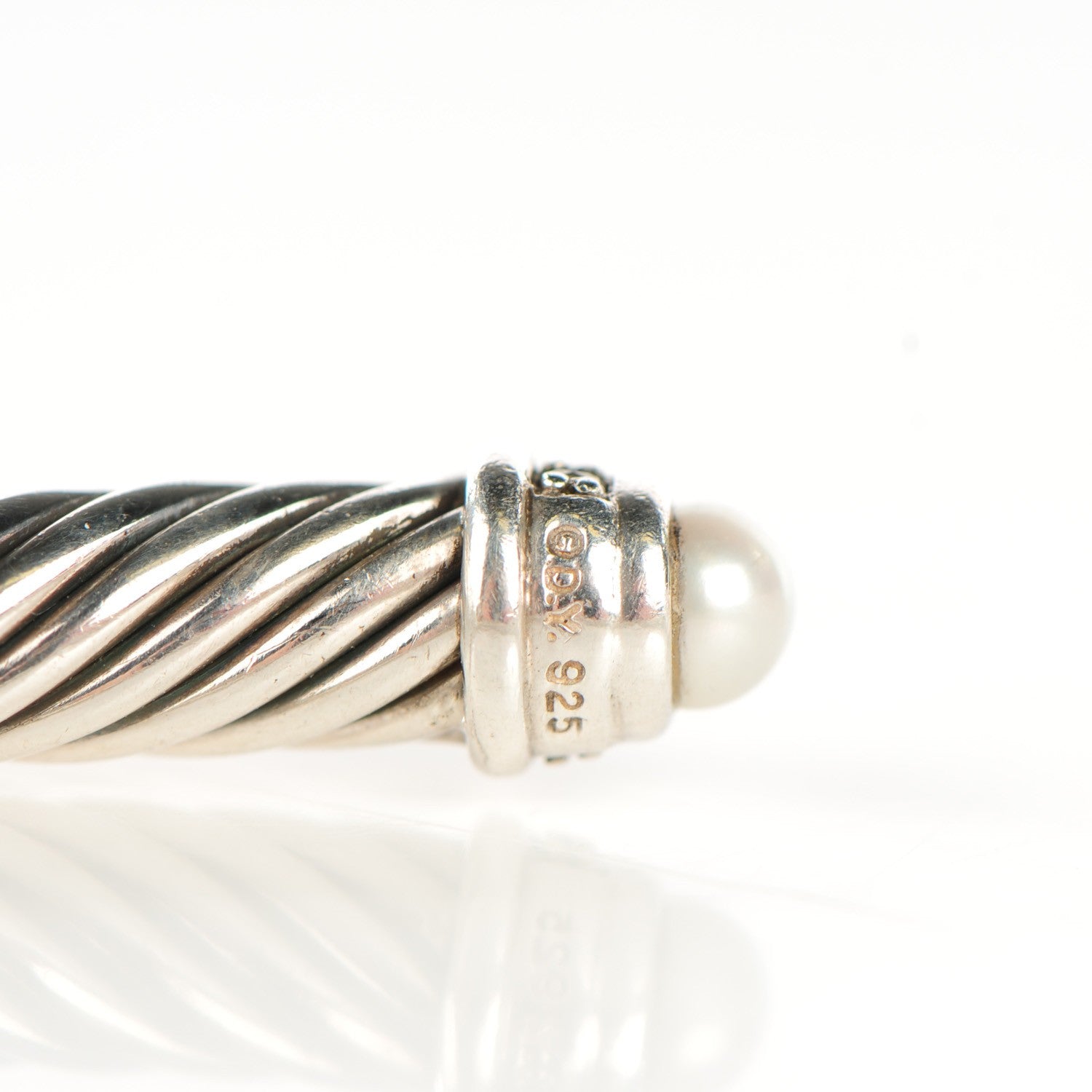 David Yurman Sterling Silver Diamond Pearl 5mm Cable Classics Bracelet 4 of 4