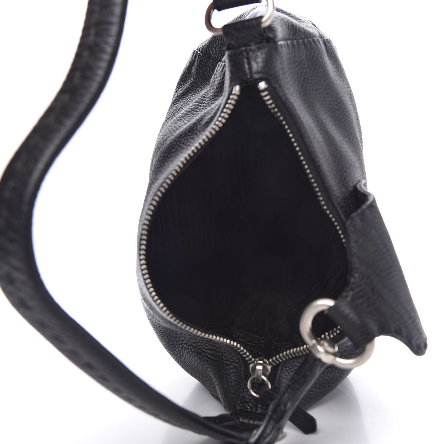 Vitello Daino Shoulder Flap Bag Black