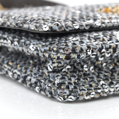 Chanel Sequin Quilted Chanel 19 Wallet On Chain WOC Silver 10 of 15