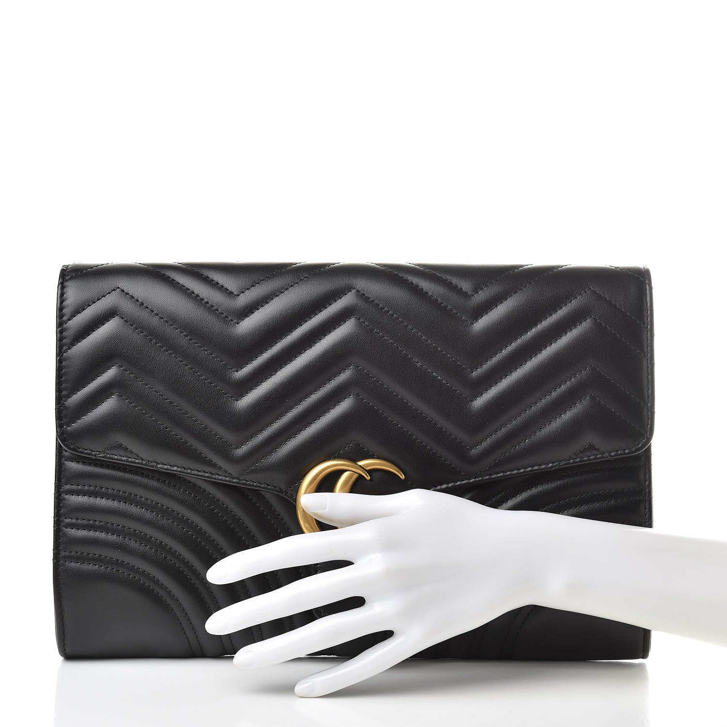 Gucci Calfskin Matelasse GG Marmont Clutch Black 2 of 10