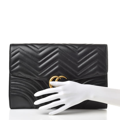 Gucci Calfskin Matelasse GG Marmont Clutch Black 2 of 10