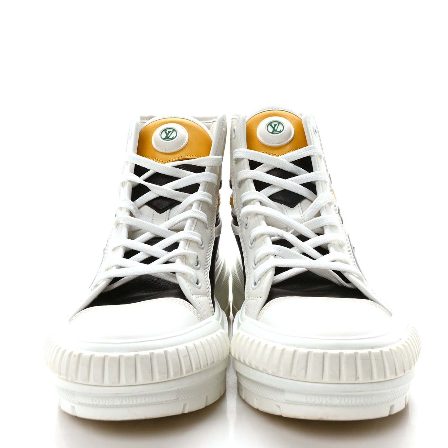 Calfskin LV Squad Sneaker Boots 39 Black White Yellow
