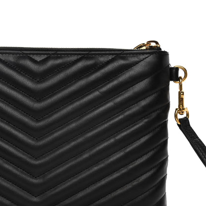 Saint Laurent Calfskin Matelasse Chevron Monogram A5 Wristlet Black 9 of 11