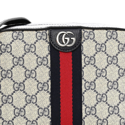 Gucci GG Supreme Monogram Textured Dollar Calfskin Web Small Ophidia Camera Bag Beige Blue 7 of 9