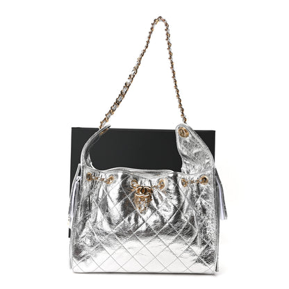 Chanel Metallic Aged Calfskin Quilted Small Chanel 25 Handbag Silver 12 of 12