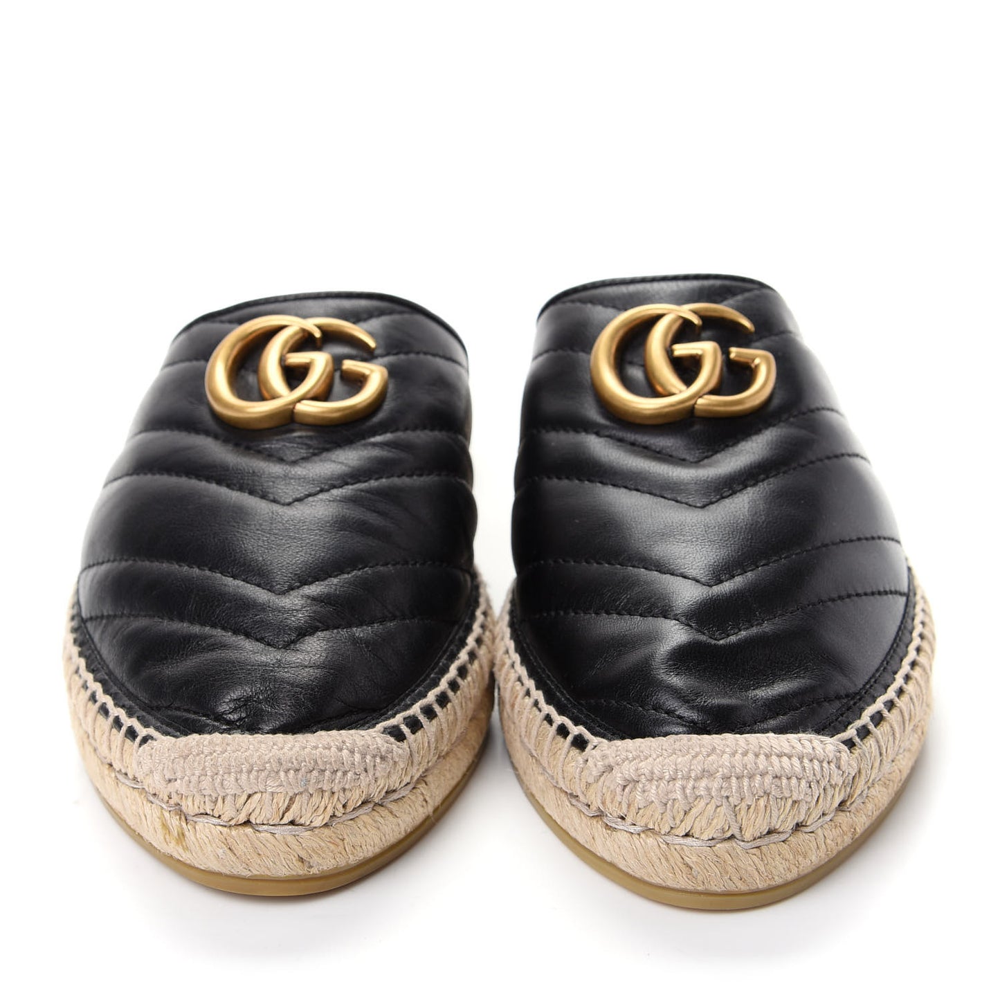 Nappa Matelasse GG Marmont Espadrille Slippers 38 Black