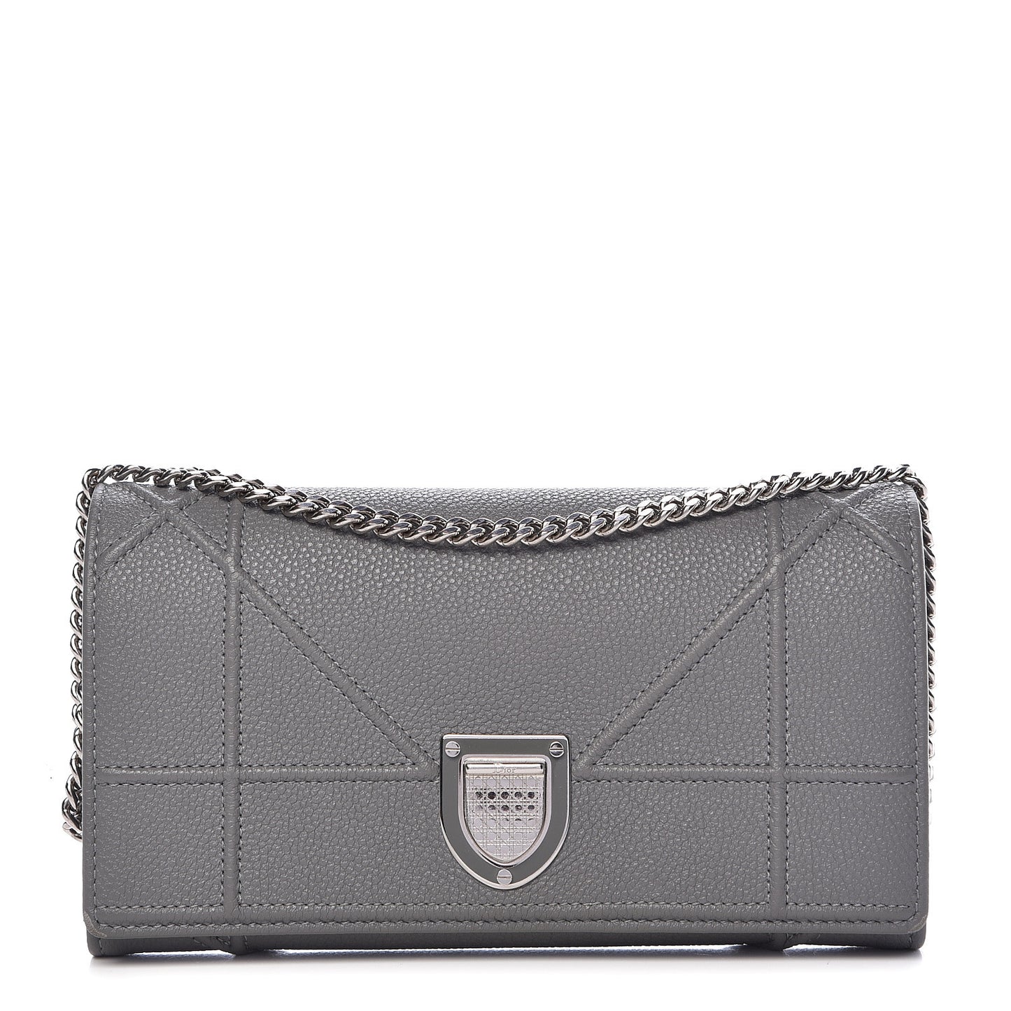 Grained Calfskin Diorama Croisiere Chain Wallet Gris
