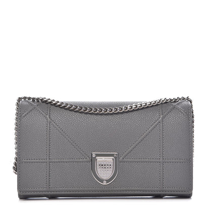 Christian Dior Grained Calfskin Diorama Croisiere Chain Wallet Gris 1 of 17