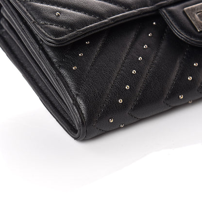 Chanel Sheepskin Chevron Quilted Studded Reissue Flap Wallet Black 5 of 10