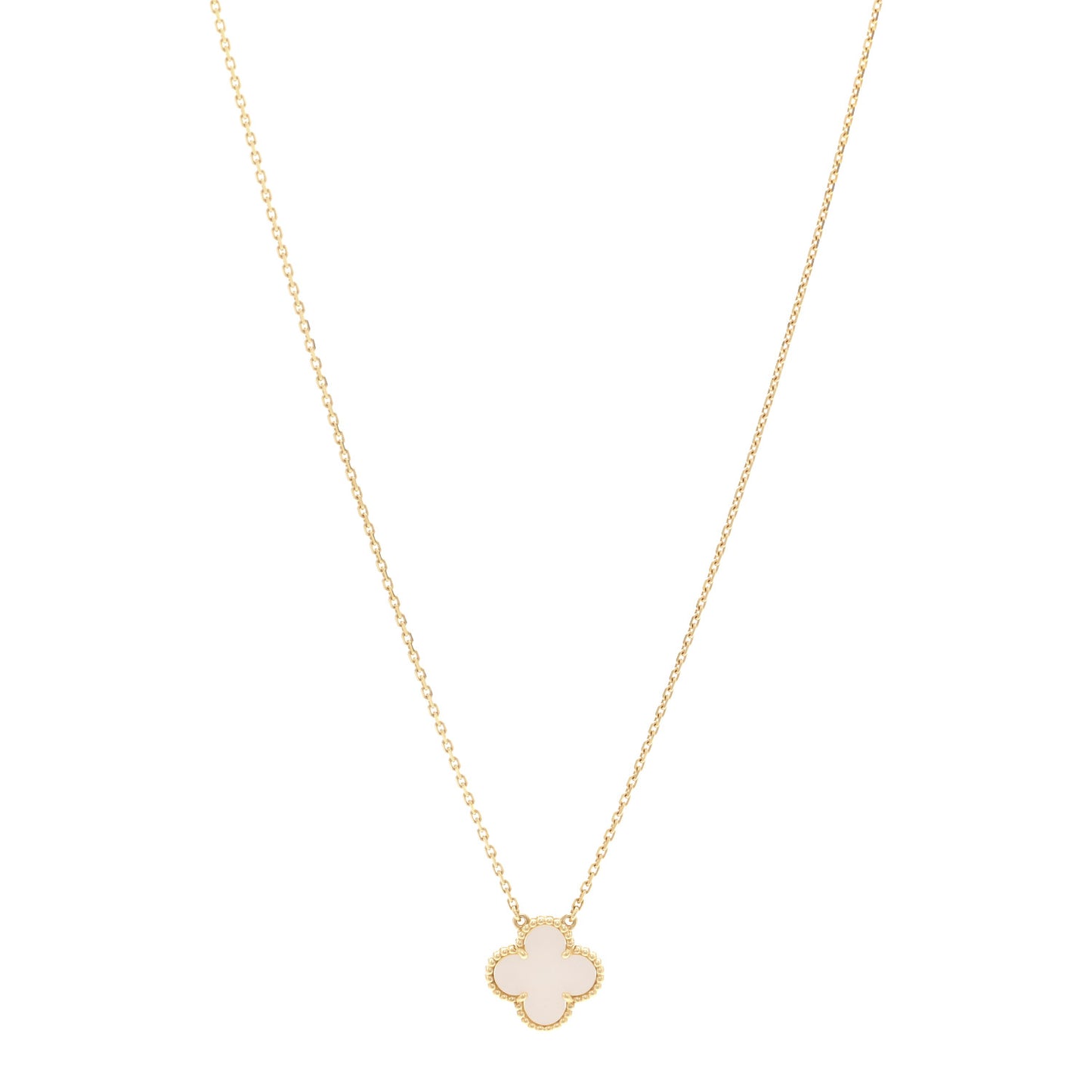 18K Yellow Gold Mother of Pearl Vintage Alhambra Pendant Necklace