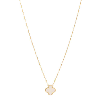 Van Cleef & Arpels 18K Yellow Gold Mother of Pearl Vintage Alhambra Pendant Necklace 1 of 6