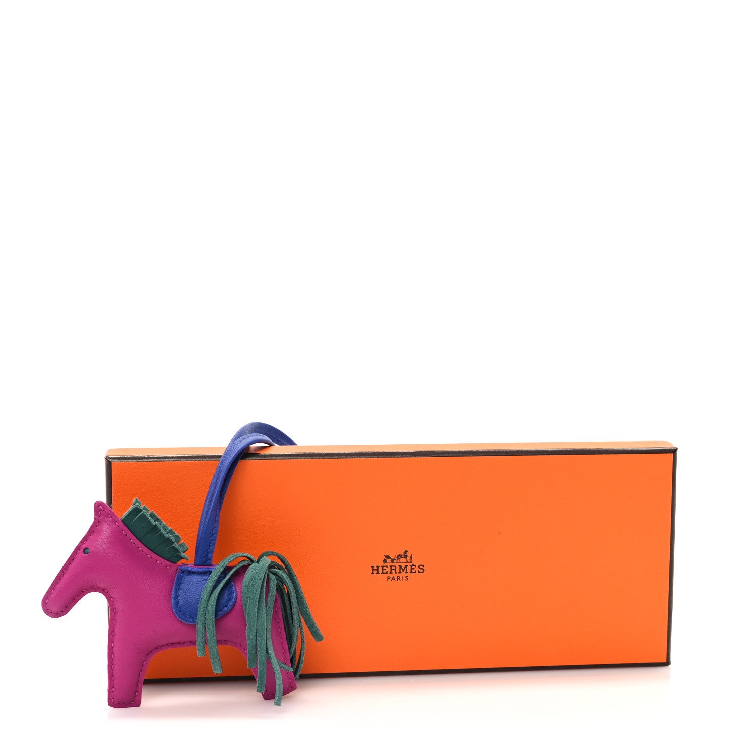 Hermes Milo Lambskin Grigri Rodeo Horse Bag Charm PM Rose Pourpre Bleu Electrique Malachite 4 of 4