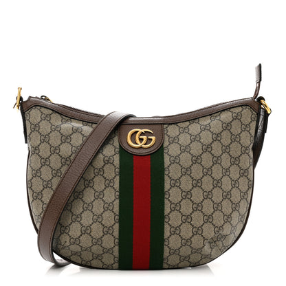 Gucci GG Supreme Monogram Web Small Ophidia Half Moon Hobo Brown 1 of 9