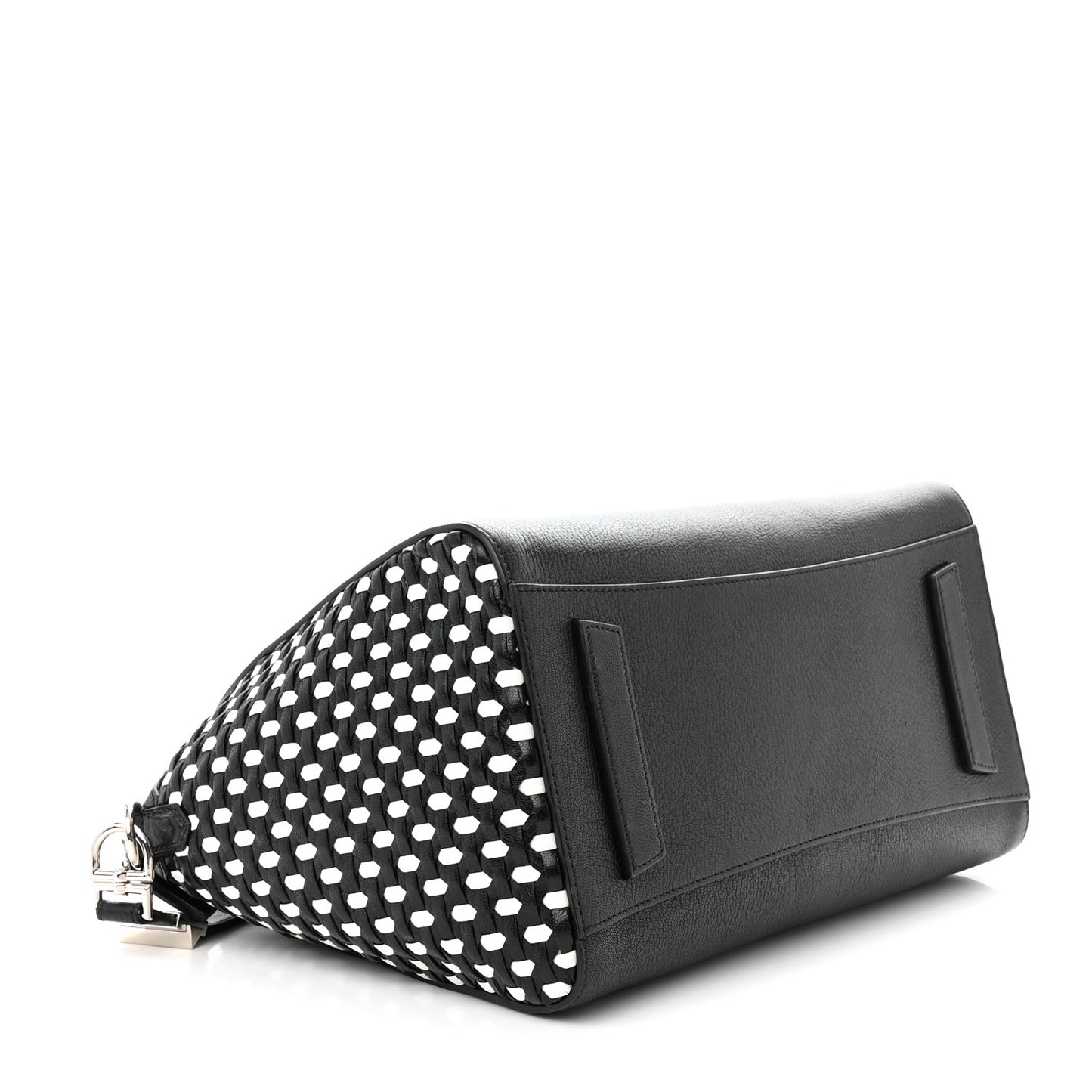 Sugar Goatskin Woven Medium Antigona Black White