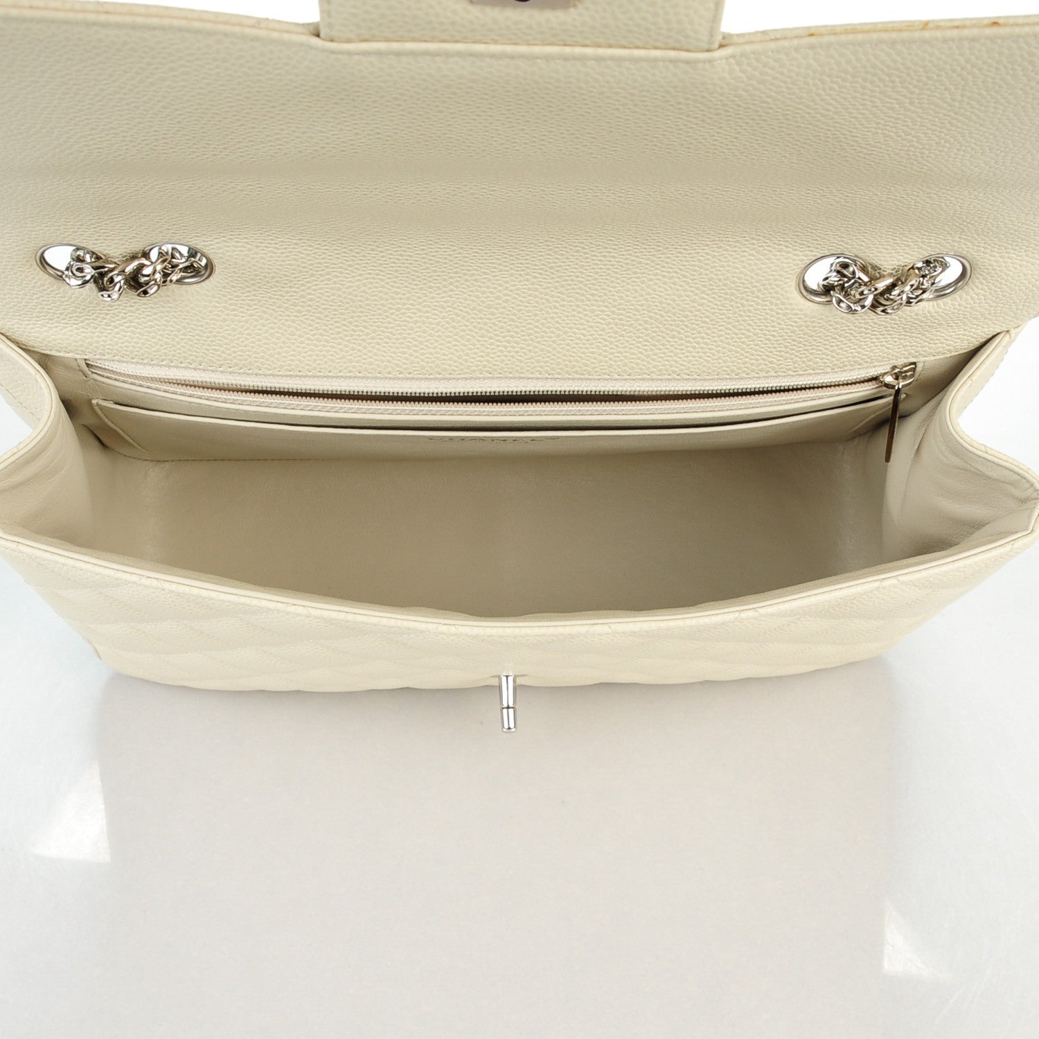 Chanel Caviar Jumbo Single Flap w Bijoux Chain White 5 of 9