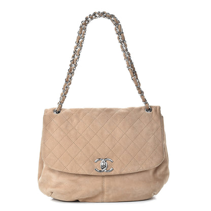 Chanel Suede Quilted Large Trianon Messenger Flap Beige 1 of 11