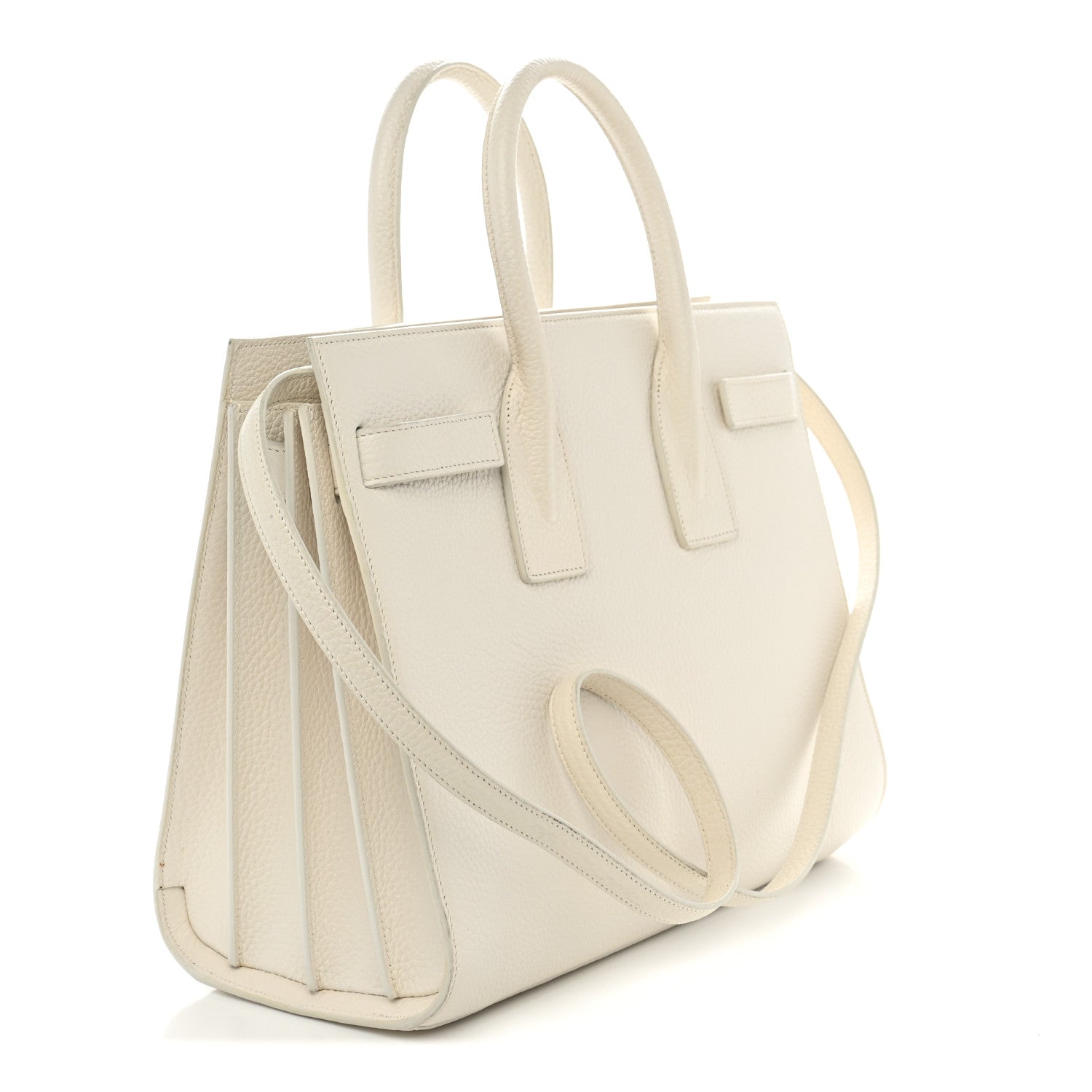 Saint Laurent Grained Calfskin Small Sac De Jour Dove Whit 3 of 10