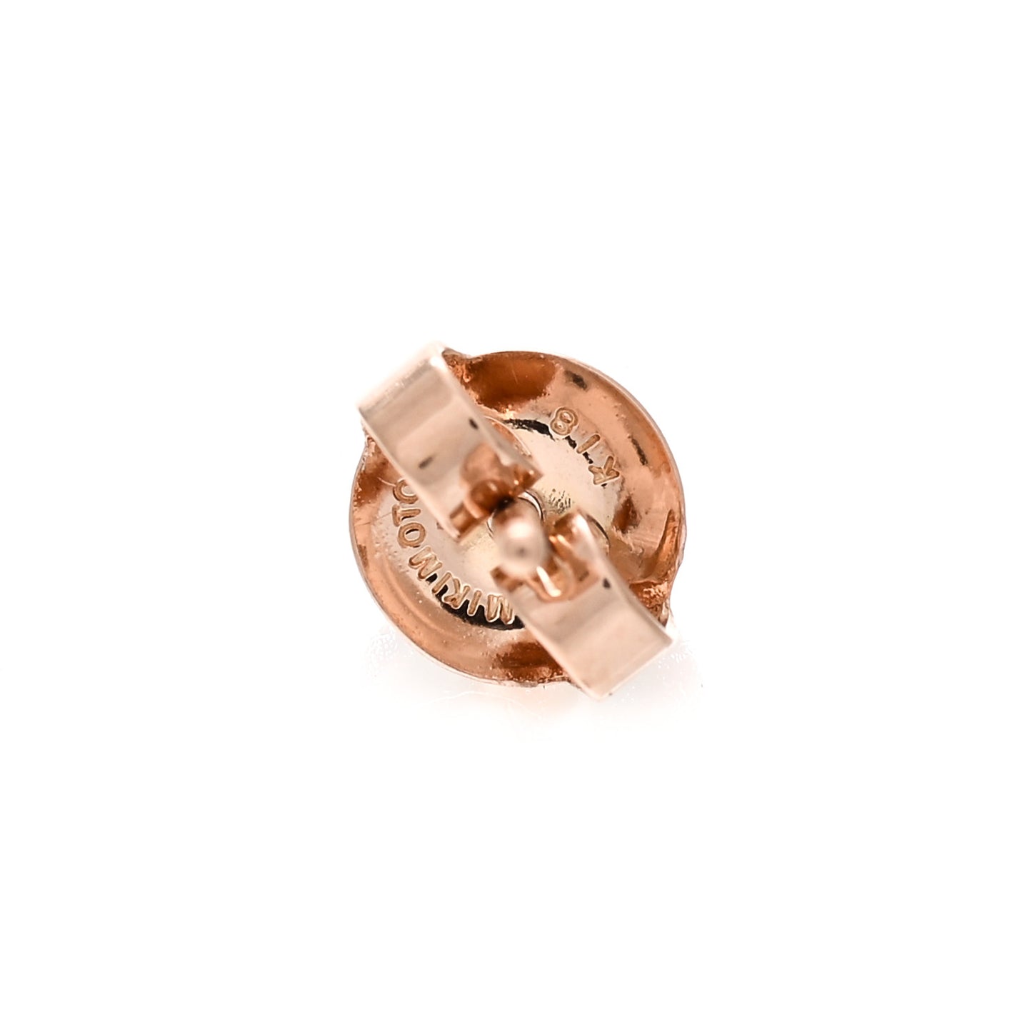 18K Pink Gold Diamond Akoya Pearl 7mm Stud Earrings