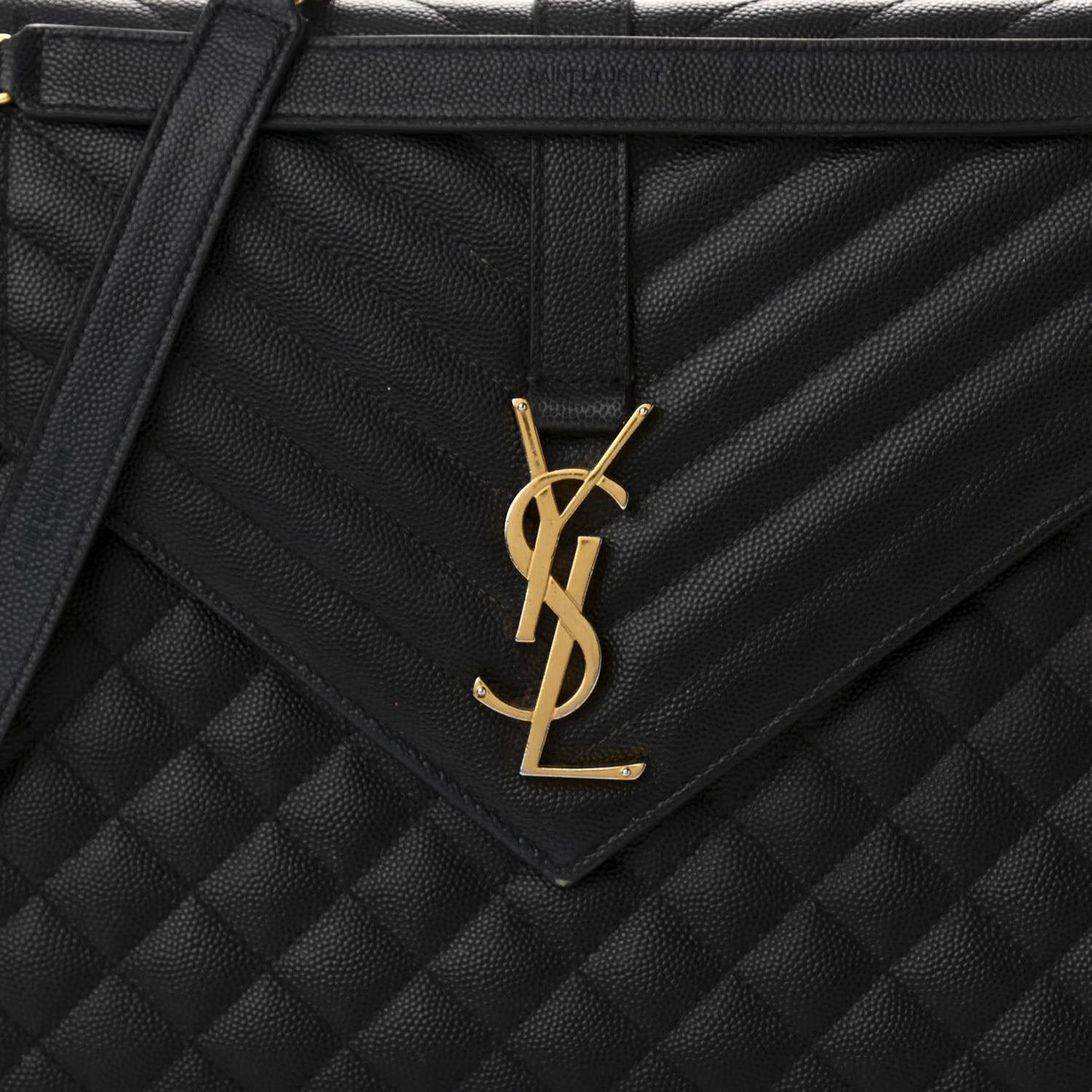 Grain De Poudre Textured Mixed Matelasse Large Triquilt Monogram Satchel Black