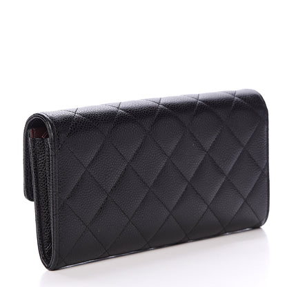 Chanel Caviar Quilted Large Gusset Flap Wallet Black 2 of 8