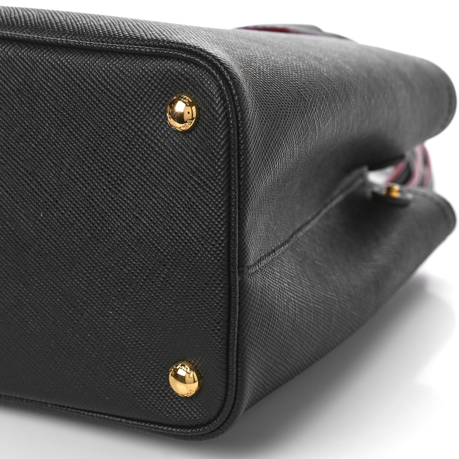 Prada Saffiano Cuir Small Double Bag Black Ciliegia 8 of 8