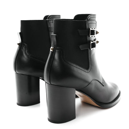 Valentino Garavani Calfskin Rockstud Double Buckle Beatle Chelsea 70mm Ankle Boots 40 Black 5 of 9