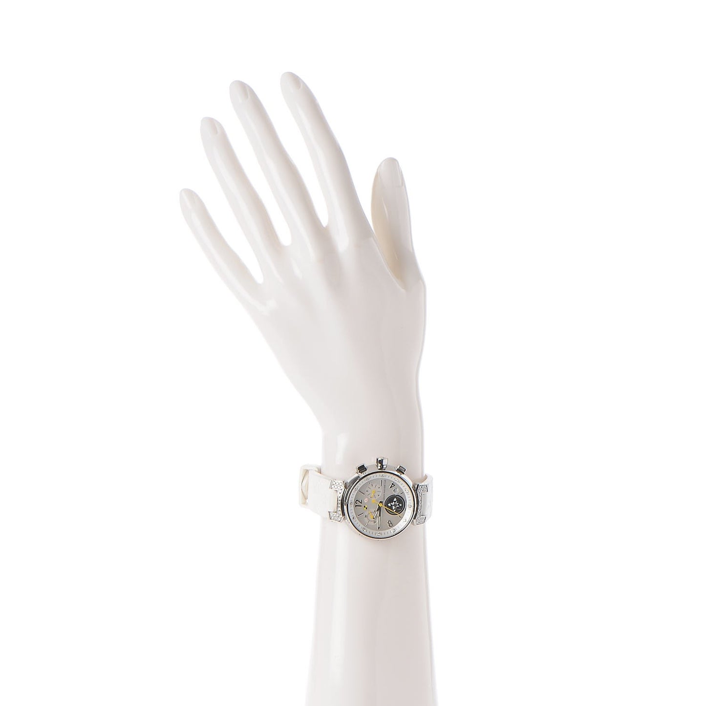 Stainless Steel Rubber Diamond Mother of Pearl 34mm Tambour Lovely Cup Quartz Watch