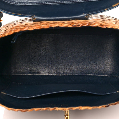 Chanel Denim Rattan Basket Shoulder Bag Blue 5 of 10