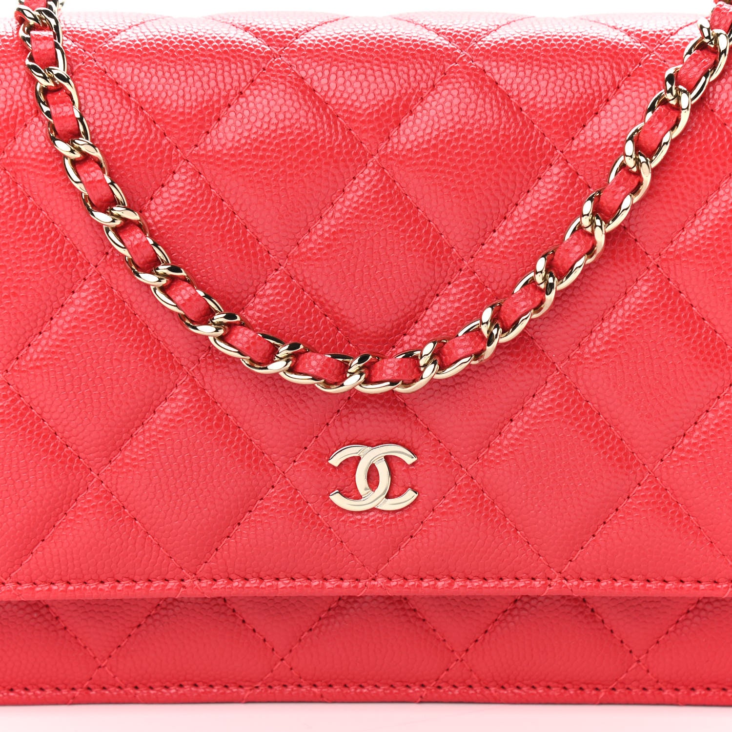 Chanel Caviar Quilted Wallet On Chain WOC Red 9 of 12