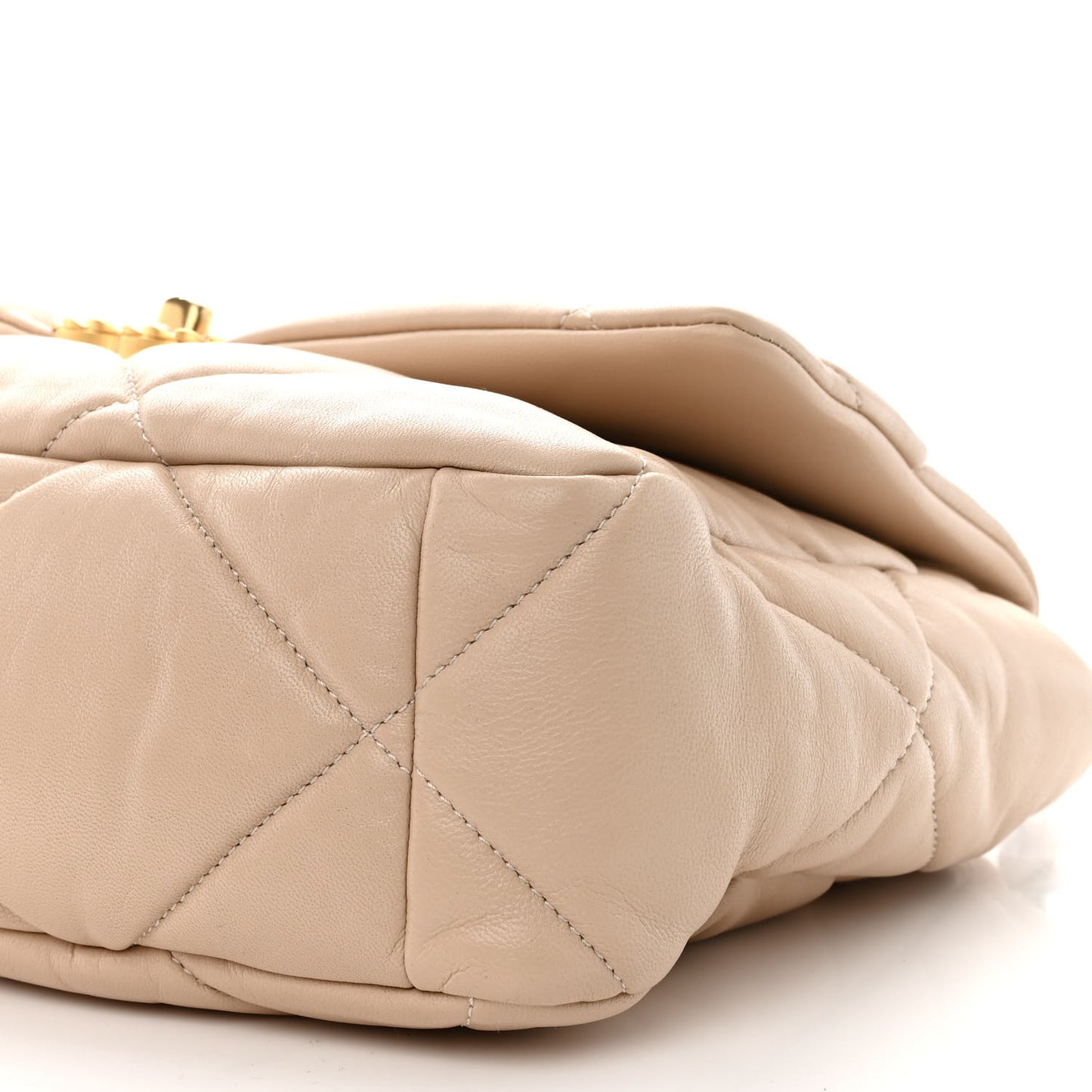 Lambskin Quilted Large Chanel 19 Flap Beige