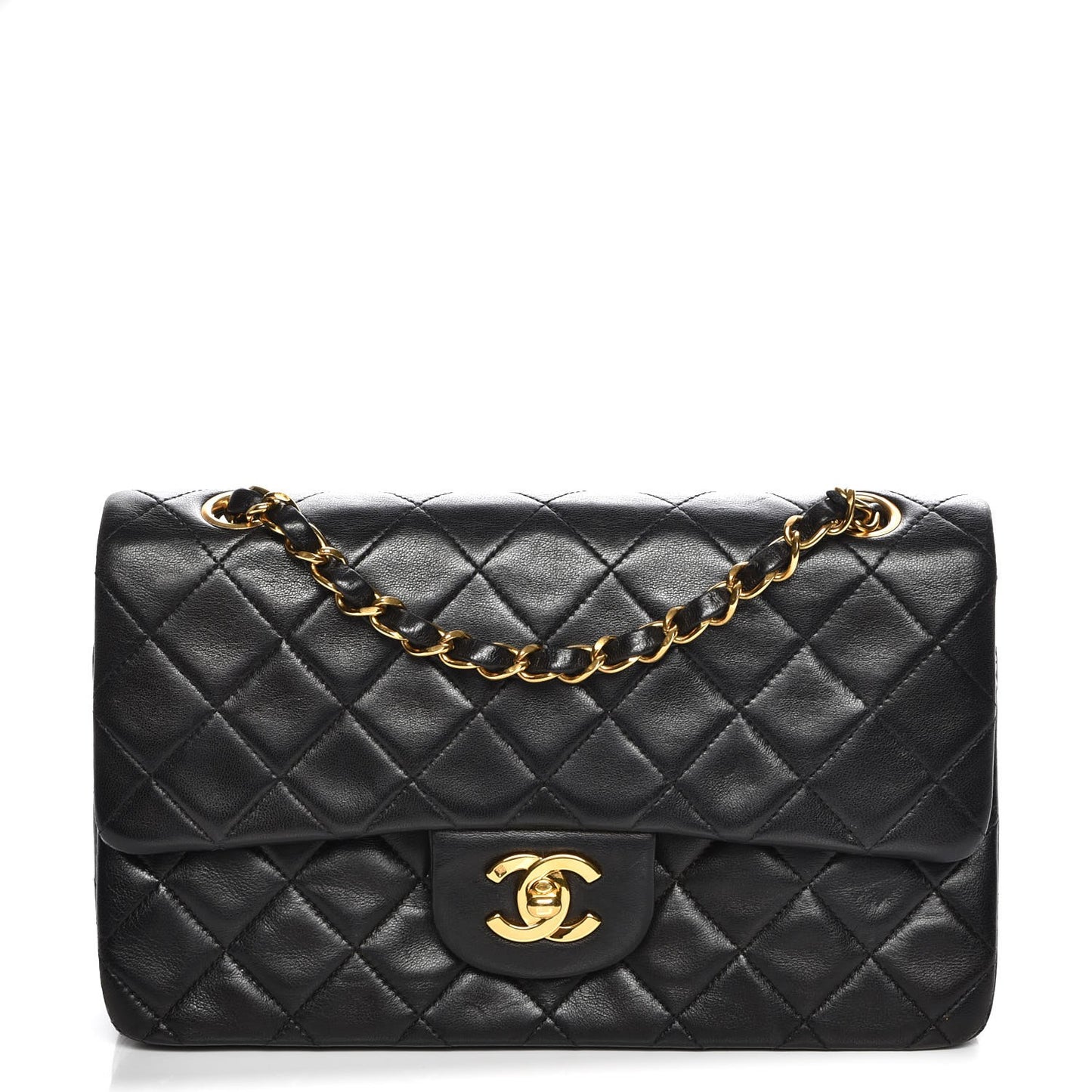 Lambskin Quilted Small Double Flap Black
