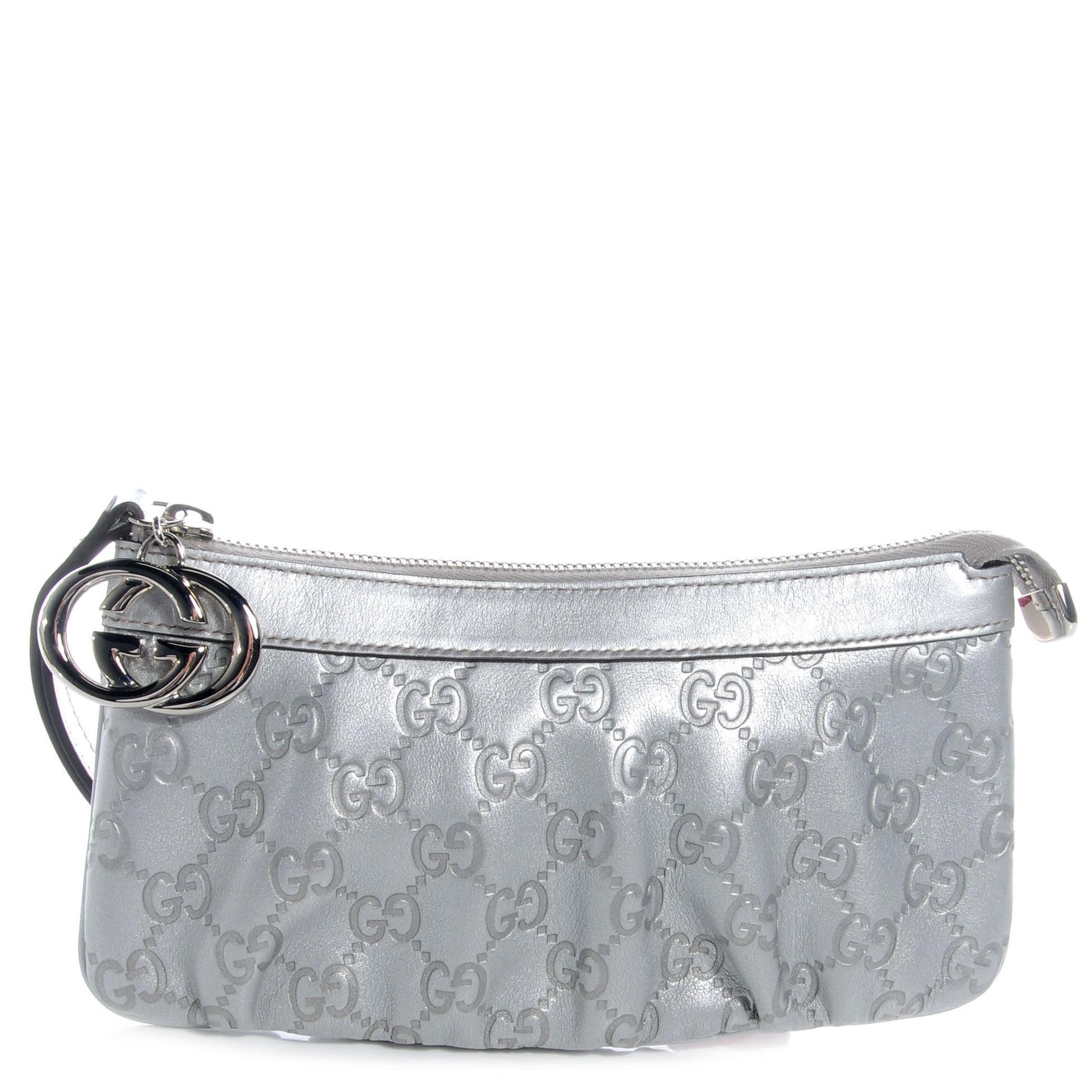 Gucci Guccissima New Britt Wristlet Silver 1 of 8