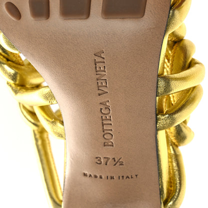 Bottega Veneta Metallic Nappa Reflection Weave Stretch Mules Sandals 37.5 Gold 8 of 13