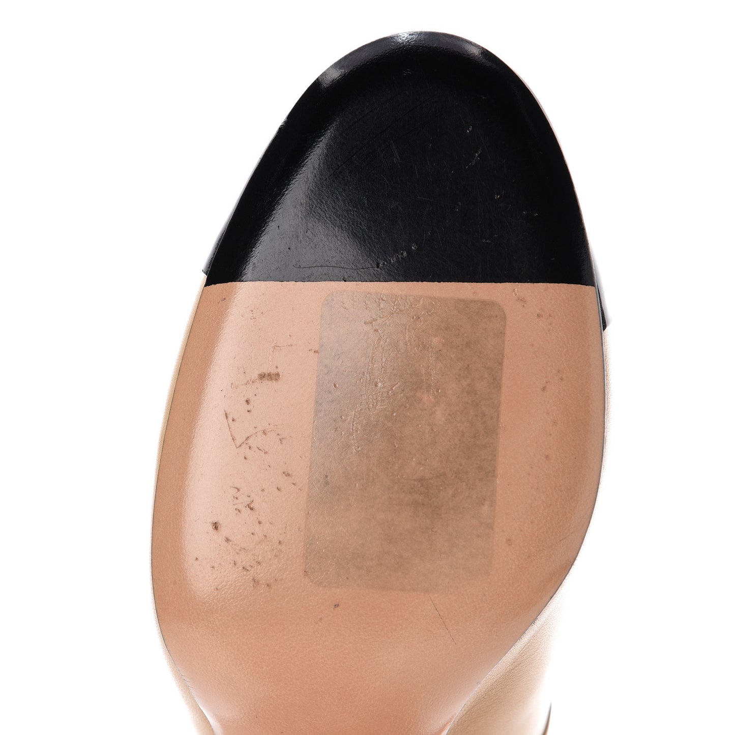 Lambskin Escarpins Cap Toe Pumps 38 Beige Black