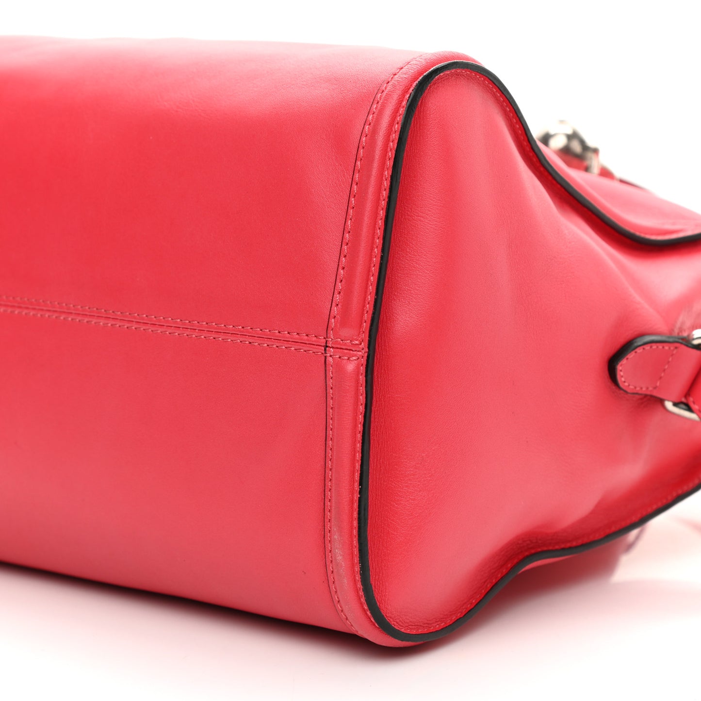 Pebbled Calfskin Small Skull Padlock Zip Around Tote Pink