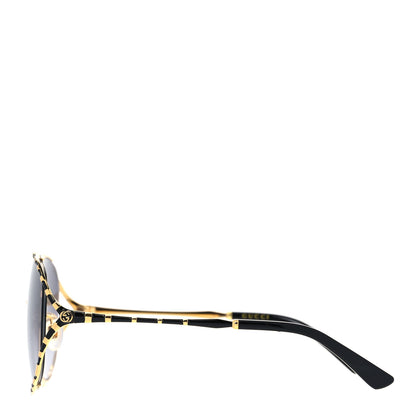 Gucci Metal Round Frame GG0595S Sunglasses Gold Black 2 of 7