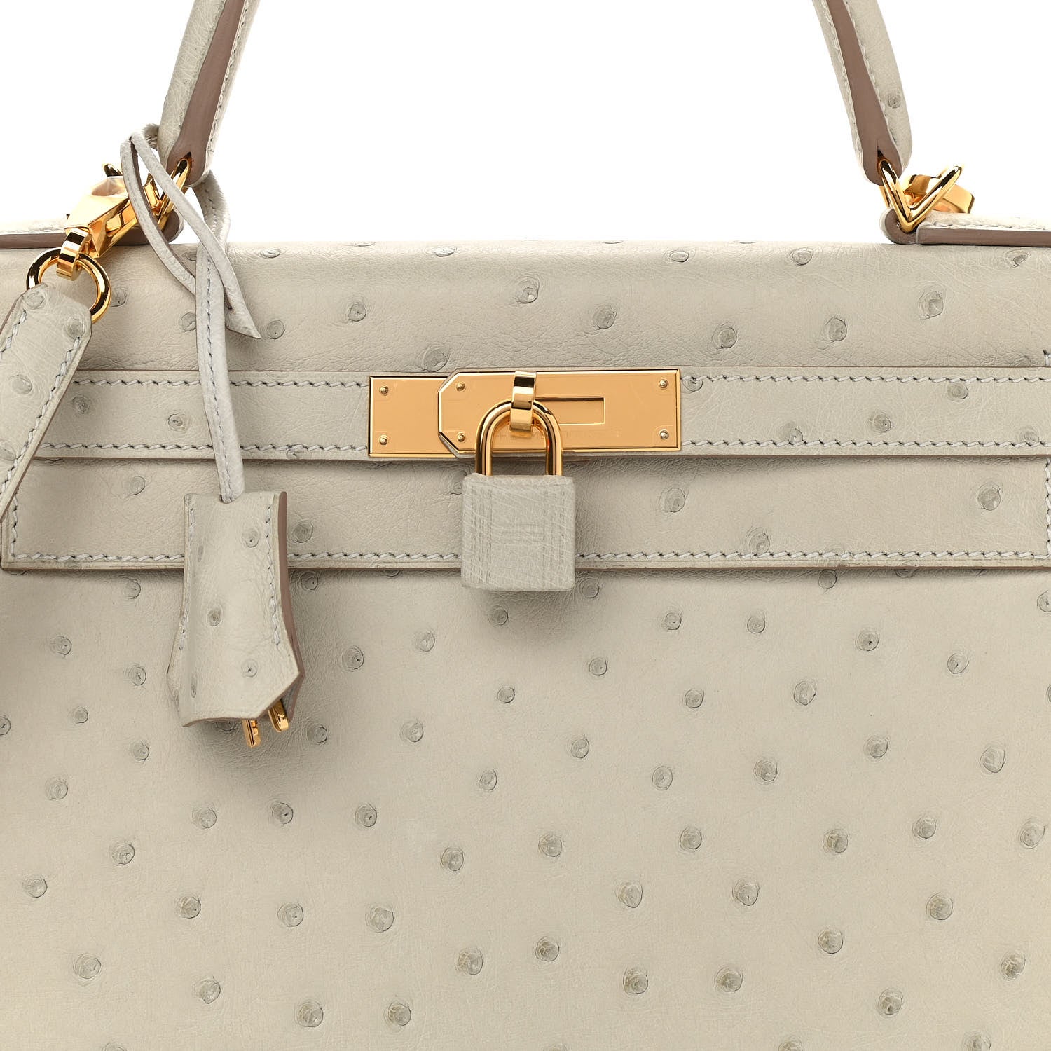 Hermes Ostrich Kelly Sellier 28 Gris Perle 10 of 11