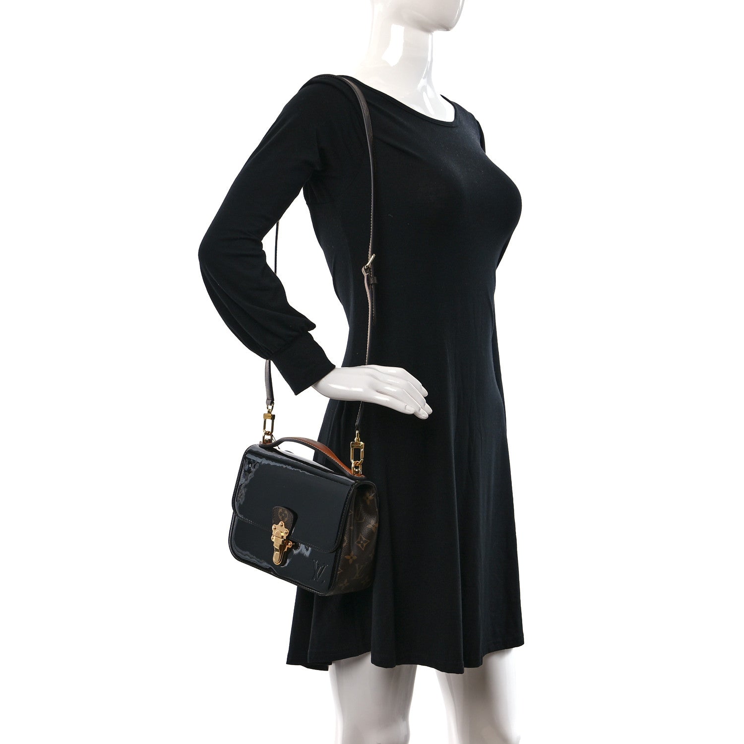 Louis Vuitton Patent Calfskin Monogram Cherrywood BB Black 2 of 8