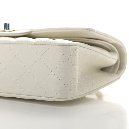 Chanel Caviar Quilted Medium Double Flap White 10 of 11