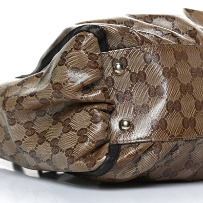 Gucci Crystal Monogram Large D Gold Ring Tote Dark Brown 9 of 14